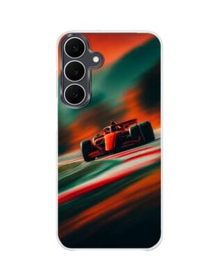Etui do Samsung Galaxy S25 FE z MagSafe przeźroczyste, silikonowe Flexi, Szybkie Auta, Wyścig F1