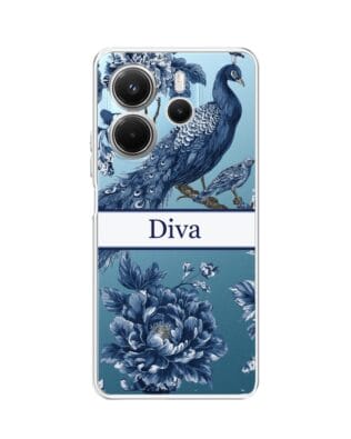 Etui do Xiaomi Redmi Note 14 5G przeźroczyste, silikonowe Flexi, Mystic, Diva Peacock