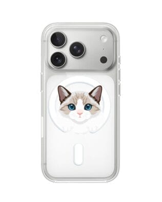 Etui do iPhone 17 Pro z MagSafe przeźroczyste, silikonowe Flexi, kot birmański