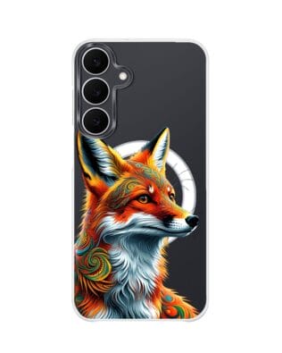 Etui do Samsung Galaxy S25 FE z MagSafe przeźroczyste, silikonowe Flexi, Dzika Mandala, Twarz lisa
