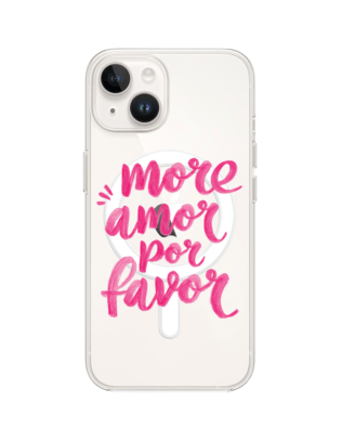Etui do iPhone 14 z MagSafe przeźroczyste, silikonowe Flexi, Positive Vibes, More amore per favore