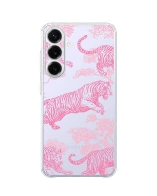 Etui do Samsung Galaxy S25 FE przeźroczyste, silikonowe Flexi, Mystic, Różowe tygrysy