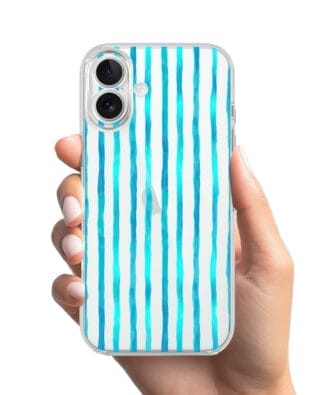 Etui do iPhone 17 przeźroczyste, silikonowe Flexi, Summer Patterns, błękitne paski