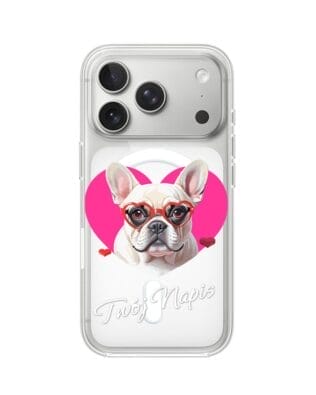 Etui do iPhone 17 Pro z MagSafe przeźroczyste, silikonowe Flexi, Puppy Love, pies rasy Buldog Francuski