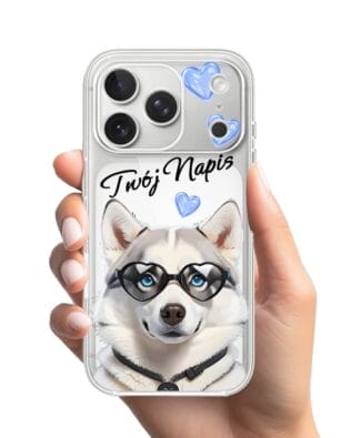 Etui do iPhone 17 Pro Max przeźroczyste, silikonowe Flexi, Puppy Love, pies rasy Husky