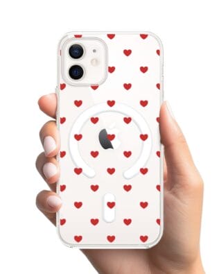 Etui do iPhone 12 z MagSafe przeźroczyste, silikonowe Flexi, Mini Patterns, Serduszka