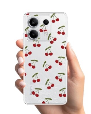 Etui do Xiaomi Redmi Note 13 Pro 5G przeźroczyste, silikonowe Flexi, Mini Patterns, Wiśnie