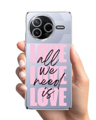 Etui do Xiaomi POCO F7 Pro przeźroczyste, silikonowe Flexi, Positive Vibes, All We Need Is Love