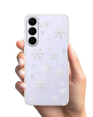 Etui do Samsung Galaxy S25 FE przeźroczyste, silikonowe Flexi, Zimowa magia, Delikatne płatki śniegu