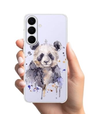 Etui do Samsung Galaxy S25 FE przeźroczyste, silikonowe Flexi, Akwarelowe Zoo, Panda