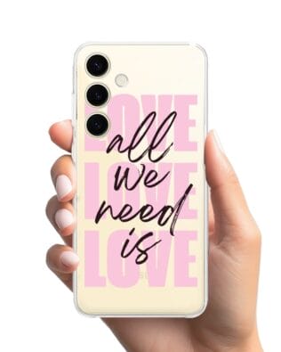 Etui do Samsung Galaxy S24 Plus przeźroczyste, silikonowe Flexi, Positive Vibes, All We Need Is Love
