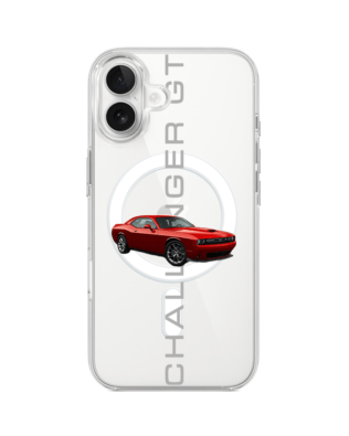Etui do iPhone 17 z MagSafe przeźroczyste, silikonowe Flexi, Szybkie Auta, czerwony Challenger GT