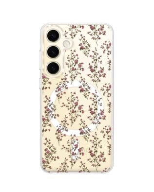 Etui do Samsung Galaxy S24 Plus z MagSafe przeźroczyste, silikonowe Flexi, Mini Patterns, Różyczki