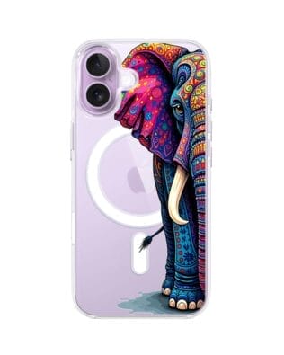 Etui do iPhone 17 z MagSafe przeźroczyste, silikonowe Flexi, Dzika Mandala, Słoń