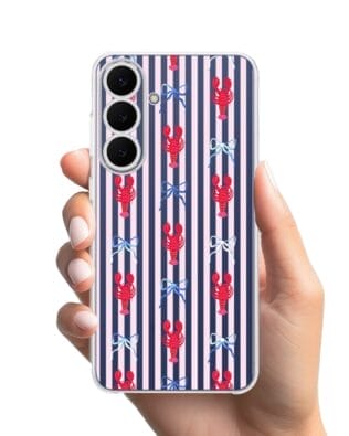 Etui do Samsung Galaxy S25 FE przeźroczyste, silikonowe Flexi, Summer Patterns, krab i kokardki