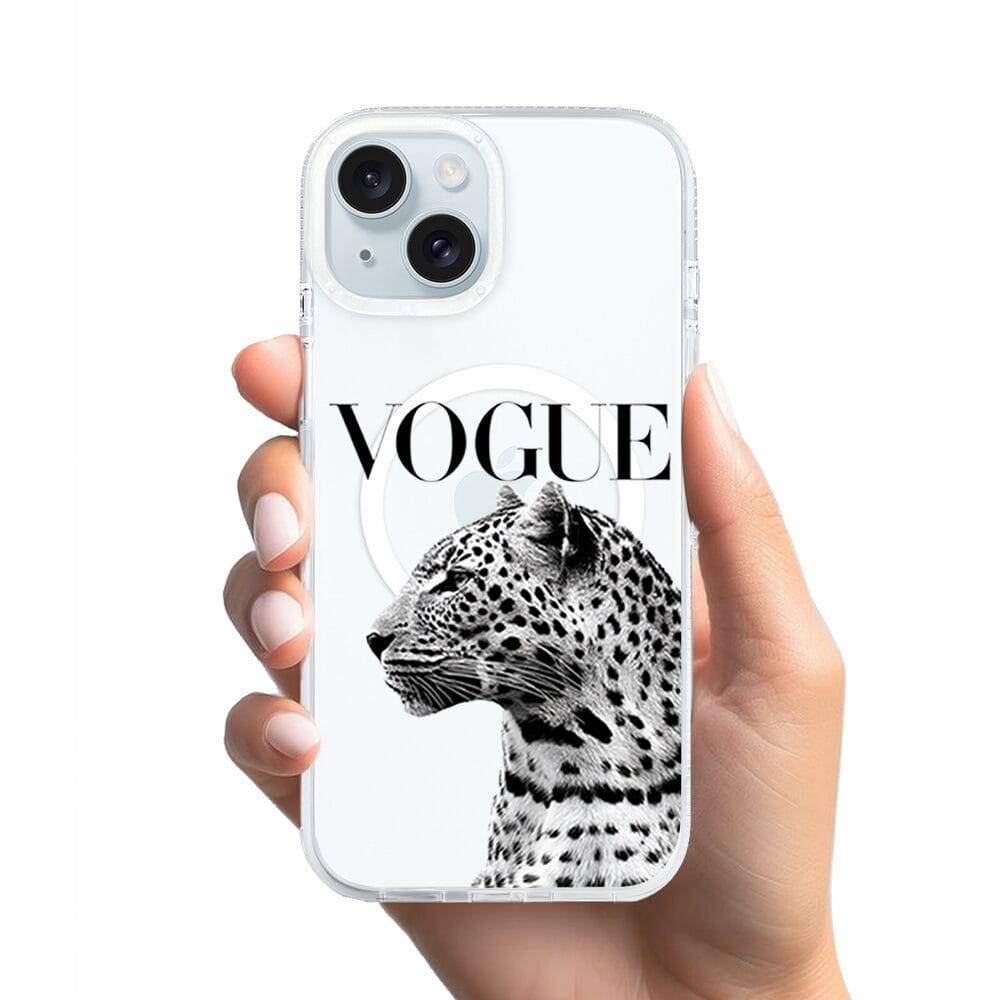 Etui do iPhone 15 z MagSafe przeźroczyste, silikonowe Flexi, Positive Vibes, Tygrys Vogue - obrazek 2