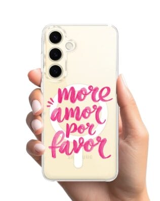 Etui do Samsung Galaxy S24 z MagSafe przeźroczyste, silikonowe Flexi, Positive Vibes, More amore per favore