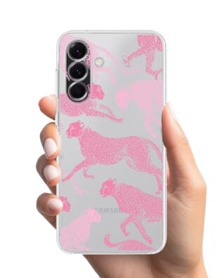 Etui do Samsung Galaxy A56 5G przeźroczyste, silikonowe Flexi, Mystic, Różowe pumy