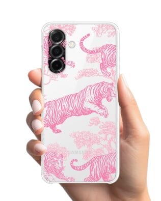 Etui do Samsung Galaxy A26 5G przeźroczyste, silikonowe Flexi, Mystic, Różowe tygrysy
