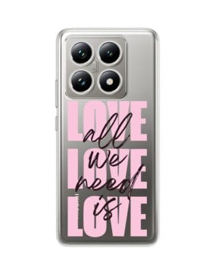 Etui do Xiaomi 14T Pro przeźroczyste, silikonowe Flexi, Positive Vibes, All We Need Is Love