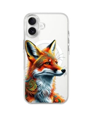 Etui do iPhone 17 z MagSafe przeźroczyste, silikonowe Flexi, Dzika Mandala, Twarz lisa