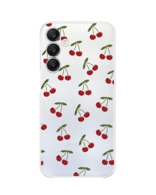 Etui do Samsung Galaxy A25 5G przeźroczyste, silikonowe Flexi, Mini Patterns, Wiśnie