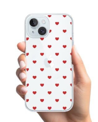 Etui do iPhone 15 Plus przeźroczyste, silikonowe Flexi, Mini Patterns, Serduszka