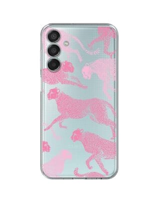 Etui do Samsung Galaxy M15 5G przeźroczyste, silikonowe Flexi, Mystic, Różowe pumy