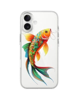 Etui do iPhone 17 przeźroczyste, silikonowe Flexi, Dzika Mandala, Złota ryba