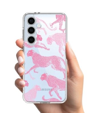 Etui do Samsung Galaxy S24 FE przeźroczyste, silikonowe Flexi, Mystic, Różowe pumy