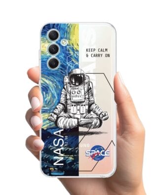 Etui do Samsung Galaxy A34 5G przeźroczyste, silikonowe Flexi, Keep Calm in Cosmos