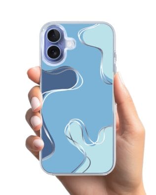 Etui do iPhone 17 z MagSafe przeźroczyste, silikonowe Flexi, Summer Patterns, niebieskie odcienie