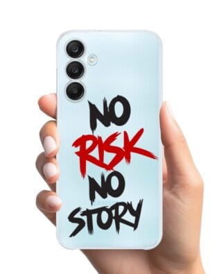 Etui do Samsung Galaxy M35 5G przeźroczyste, silikonowe Flexi, Positive Vibes, No Risk No Story