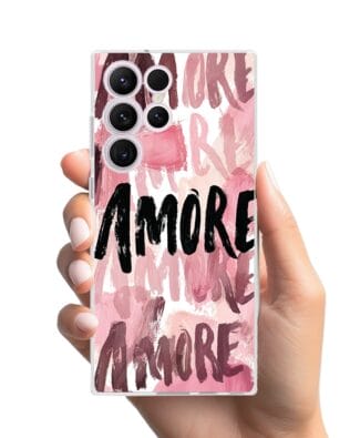 Etui do Samsung Galaxy S23 Ultra przeźroczyste, silikonowe Flexi, Positive Vibes, Amore Amore