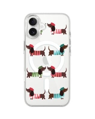 Etui do iPhone 17 z MagSafe przeźroczyste, silikonowe Flexi, Summer Patterns, eleganckie jamniki