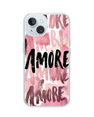Etui do iPhone 15 przeźroczyste, silikonowe Flexi, Positive Vibes, Amore Amore