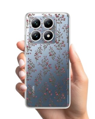 Etui do Xiaomi 14T przeźroczyste, silikonowe Flexi, Mini Patterns, Różyczki