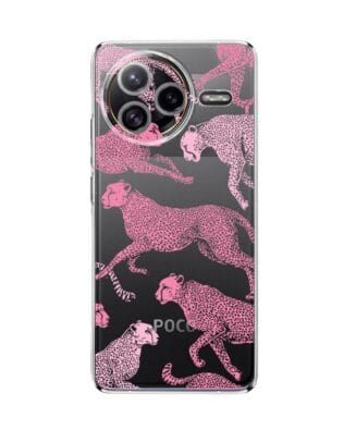 Etui do Xiaomi POCO F7 Ultra przeźroczyste, silikonowe Flexi, Mystic, Różowe pumy