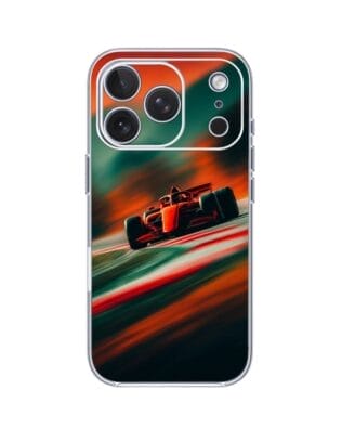 Etui do iPhone 17 Pro przeźroczyste, silikonowe Flexi, Szybkie Auta, Wyścig F1