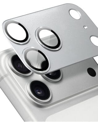 Metalowa osłona na cały aparat z wbudowanymi szkłami do iPhone 17 Pro Max, srebrna