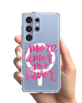 Etui do Samsung Galaxy S25 Ultra z MagSafe przeźroczyste, silikonowe Flexi, Positive Vibes, More amore per favore