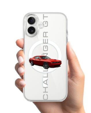 Etui do iPhone 17 z MagSafe przeźroczyste, silikonowe Flexi, Szybkie Auta, czerwony Challenger GT