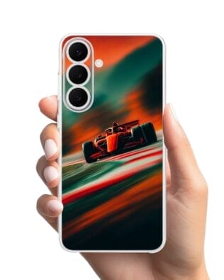 Etui do Samsung Galaxy S25 FE przeźroczyste, silikonowe Flexi, Szybkie Auta, Wyścig F1