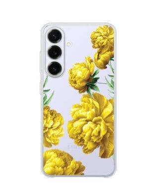 Etui do Samsung Galaxy S25 FE przeźroczyste, silikonowe Flexi, żółte piwonie