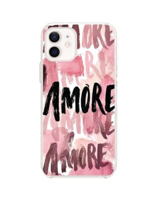 Etui do iPhone 12 Mini z MagSafe przeźroczyste, silikonowe Flexi, Positive Vibes, Amore Amore