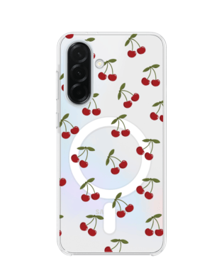 Etui do Samsung Galaxy A36 5G z MagSafe przeźroczyste, silikonowe Flexi, Mini Patterns, Wiśnie