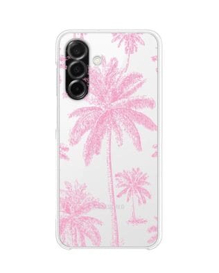 Etui do Samsung Galaxy A26 5G przeźroczyste, silikonowe Flexi, Mystic, Różowe palmy
