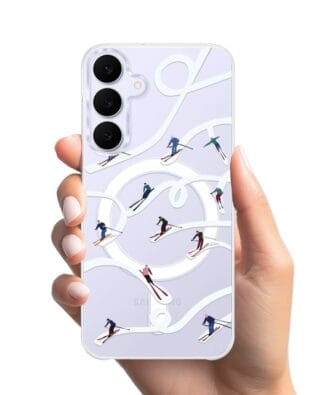 Etui do Samsung Galaxy S25 FE z MagSafe przeźroczyste, silikonowe Flexi, Zimowa magia, Narciarskie wiraże