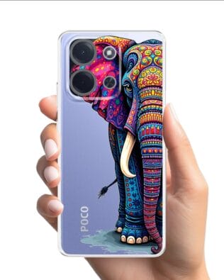 Etui do Xiaomi 15T przeźroczyste, silikonowe Flexi, Dzika Mandala, Słoń