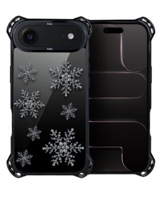 Etui do iPhone Air IBIZU DropGuard Ultra z MagSafe, Zimowa magia, Płatki śniegu na czarnym lustrze